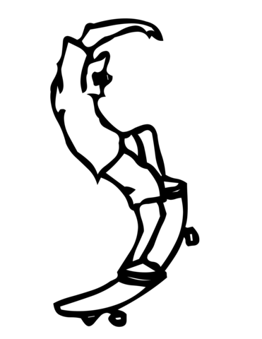 Skateboard Letter S Coloring Page